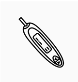 Portable glucose meter icon image by By Laymik, UA. An icon drawing of a glucose meter, which has been used as part of an aptamer-based detection technology by Yang et al., 2021.
